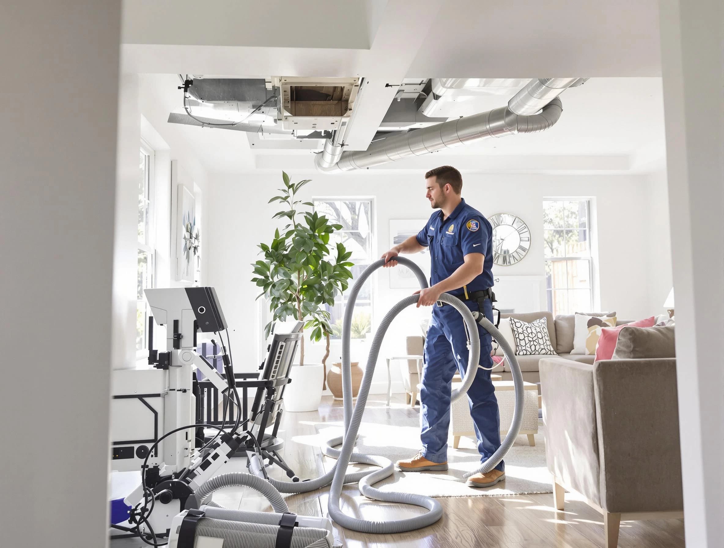 Costa Mesa Air Duct Cleaning technician performing thorough AC duct cleaning for enhanced cooling efficiency in Costa Mesa