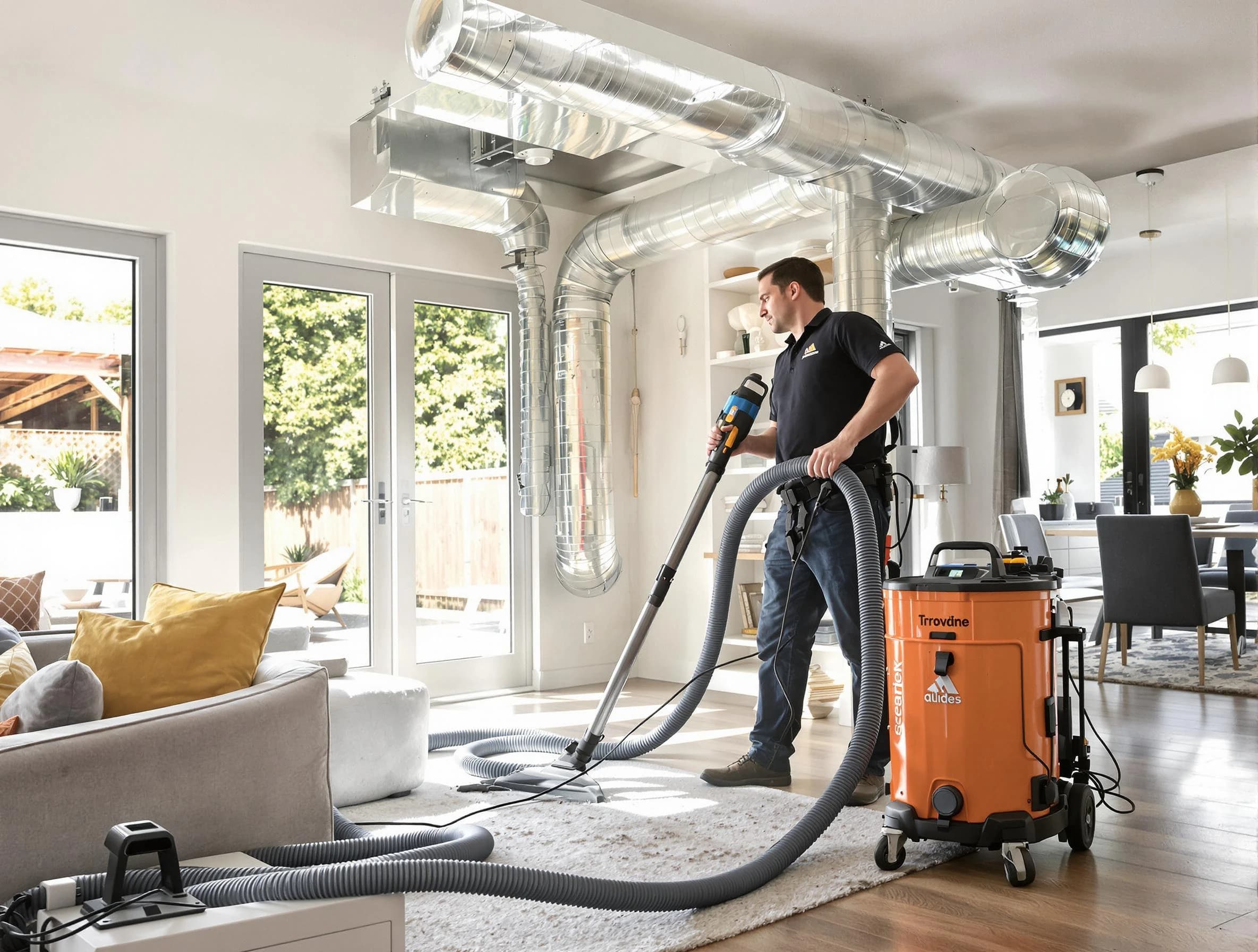 Costa Mesa Air Duct Cleaning specialist performing thorough residential duct cleaning using advanced equipment in Costa Mesa