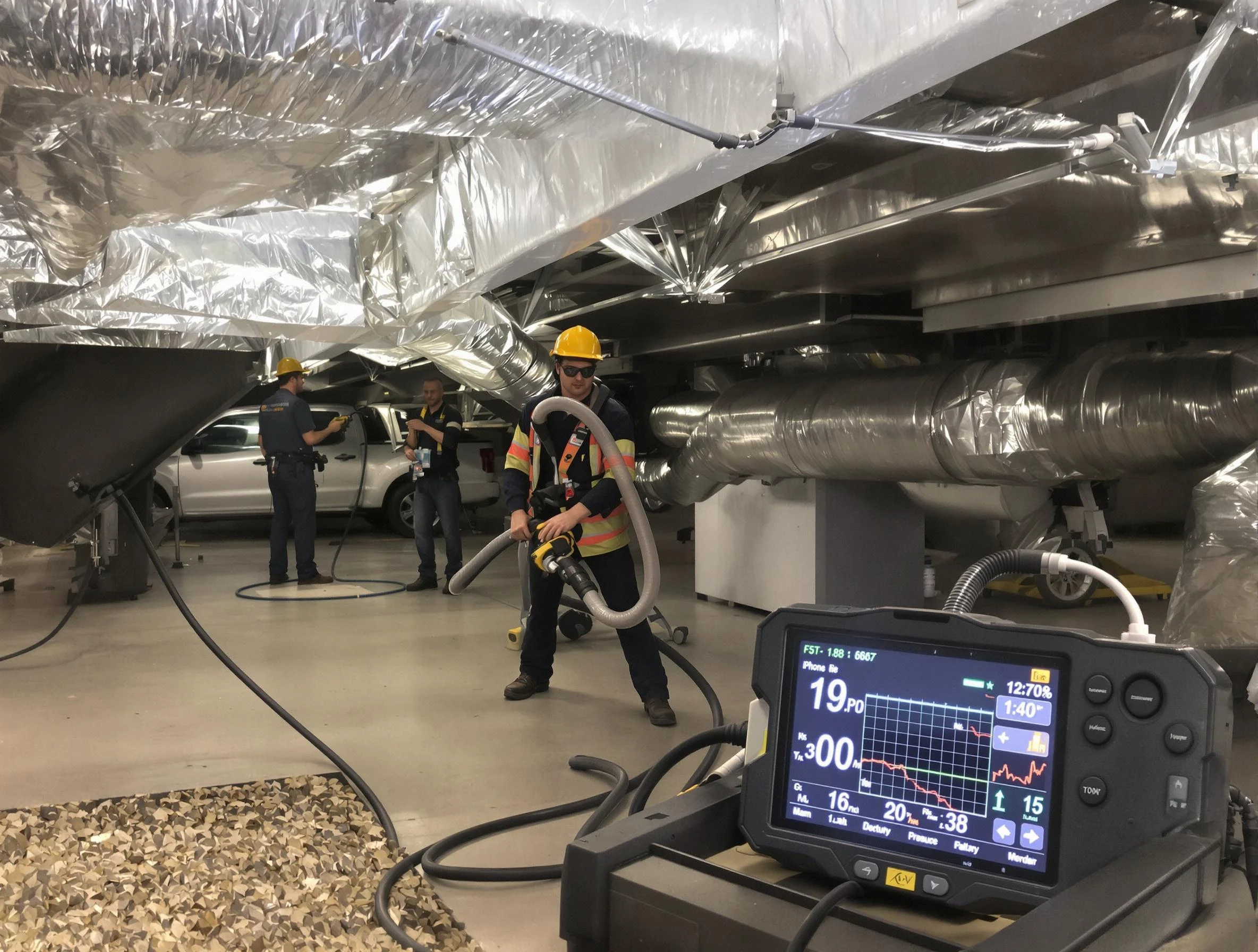 Professional negative pressure duct cleaning by Costa Mesa Air Duct Cleaning in Costa Mesa